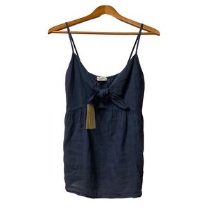 Terzo Millennio 100% Linen Made in Italy Spaghetti Strap Bow Cut Out Size L Top